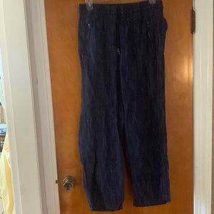 Athleta blue linen wide leg pants NWOT